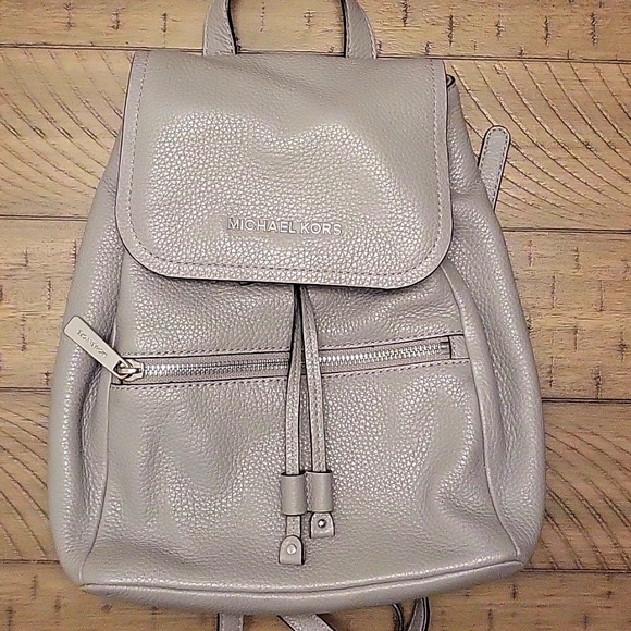 Michael Kors Gray Leather Backpack - Picture 1 of 8